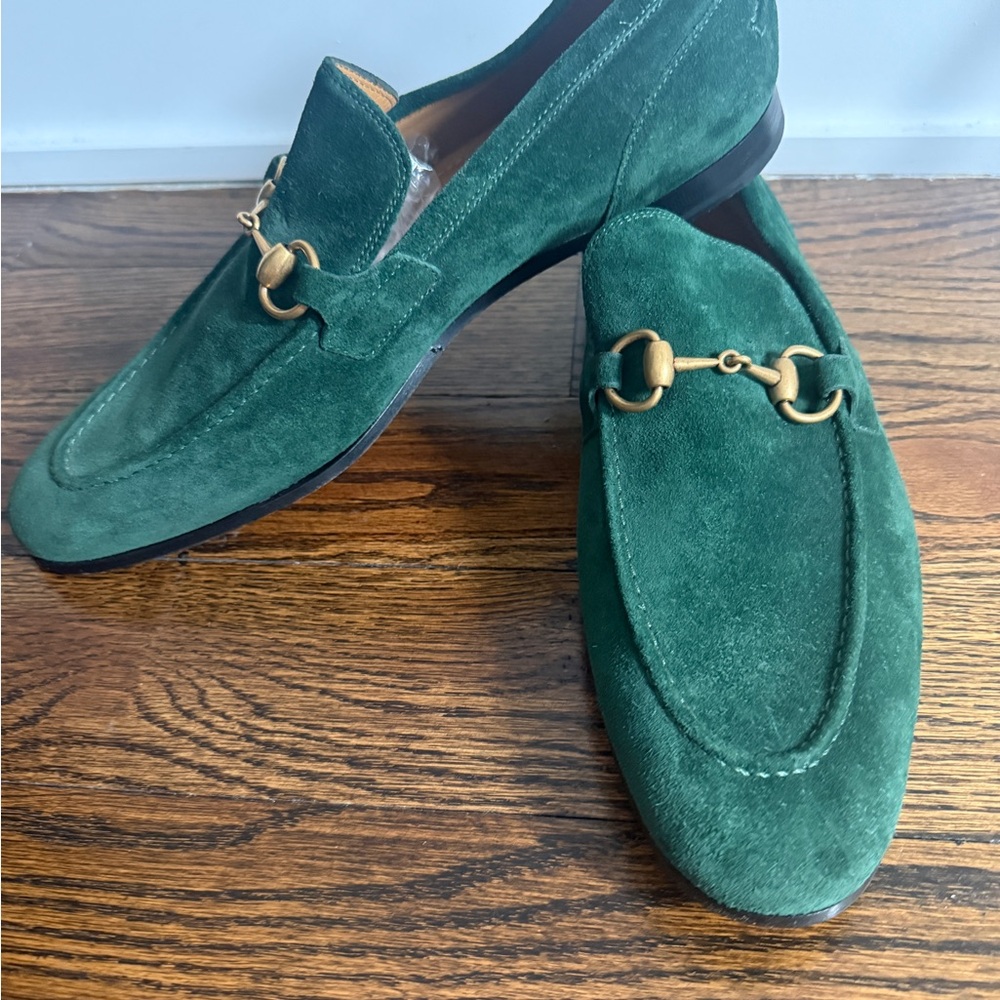 $1,090 Gucci Green Suede Loafers men’s 9 - Picture 2 of 12